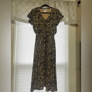 Sienna Sky Leopard Print Tie-Waist Maxi Dress - Tan/Black